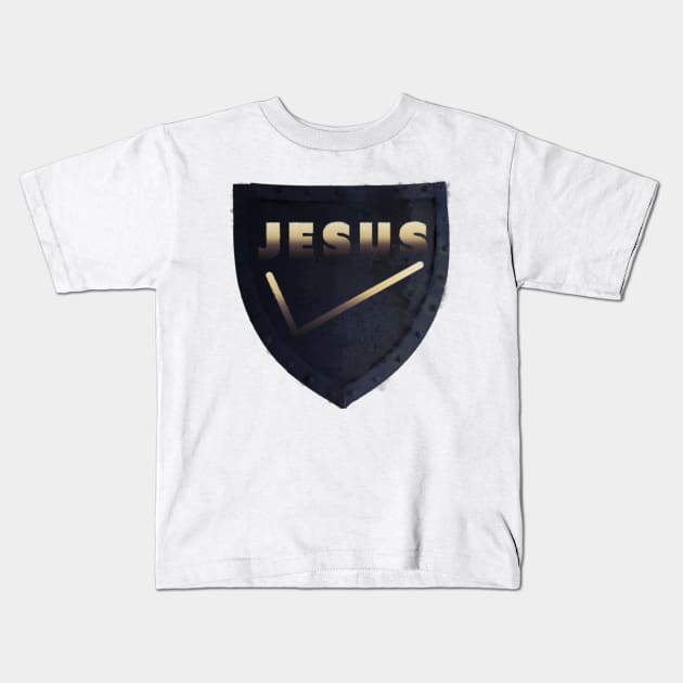 Jesus Shield Kids T-Shirt by artist369